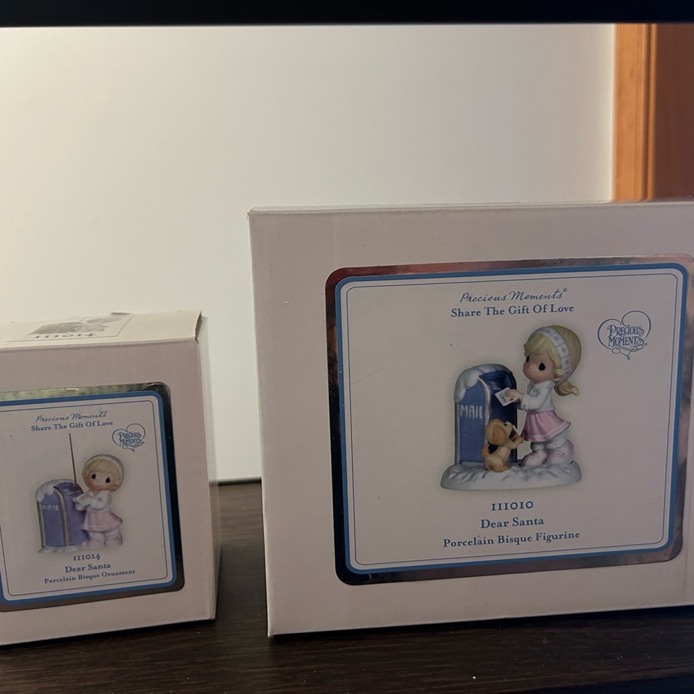 Precious Moments Dear Santa Figurine and ornament set of 2 Rare